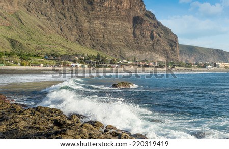 La Gomera island ocean  and rocks landscape. Canary, Spain.
