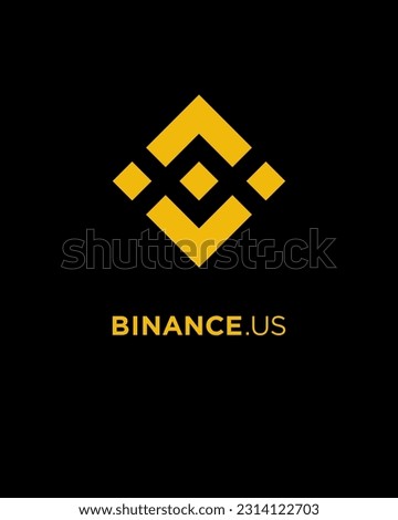 Yellow Binance US icon isolated on black background. Binance coin cryptocurrency blockchain pictogram. Vector illustration. Virtual electronic, internet money or cryptocoin symbol, logo