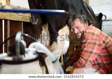 Similar – Image, Stock Photo Fresh milk Automat Direct marketing