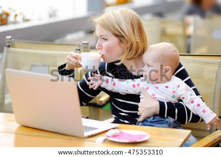 Similar – Image, Stock Photo Tired kid browsing laptop at home