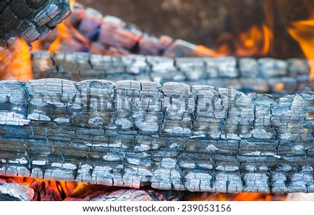 Flames and smoke from burning wood