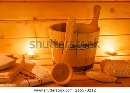 sauna interior and sauna accessories