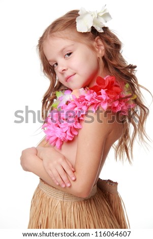 Exotic Little Girl Wearing A Hawaiian Lei Stock Photo 116064607 ...