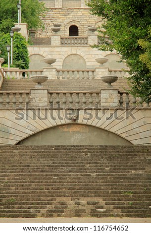 Old stairway on the Mitridat mountain/Historical place in Kerch, Crimea, Ukraine/architectural theme