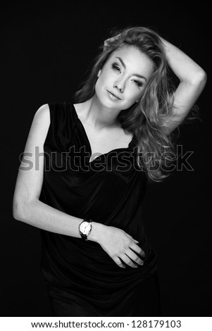 Black and White image of emotion elegant blonde woman