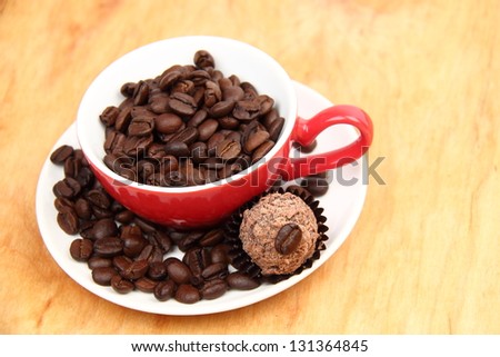 raw coffee beans and chocolate