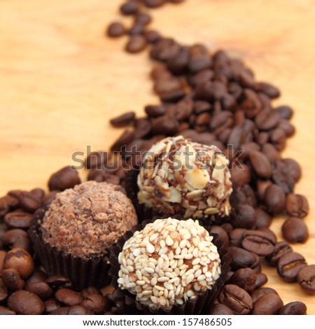 Chocolates with brazilian coffee beans