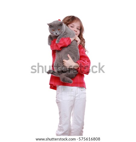 Similar – Image, Stock Photo Girl holding little cat