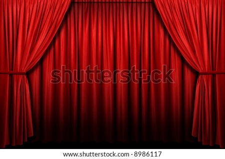Red stage curtain with light and shadow