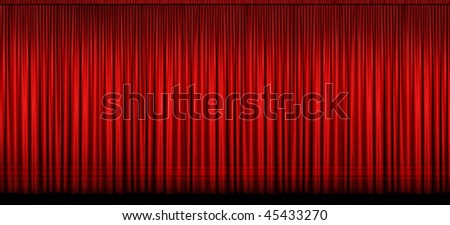 Large red stage curtain with light and shadow - Image stitched from several photographs