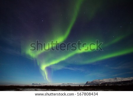 The aurora borealis or the northern lights or Northern light at Skaftafell Iceland
