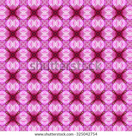 Abstract kaleidoscopic texture or background pattern design made from pink leaf