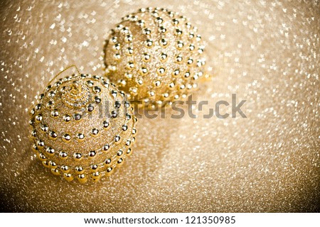 Christmas balls on sparkles background