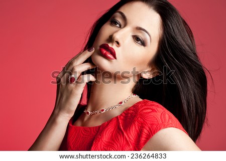 beautiful woman with silver jewelry