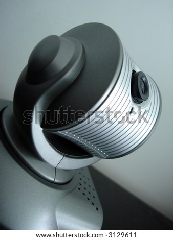Close-up of a webcam, concept of video chatting or video conference