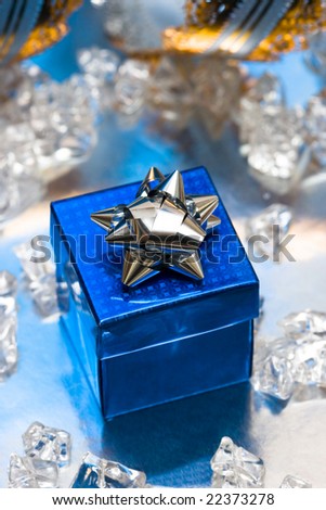 blue gift box with diamonds