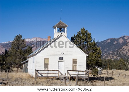 Community-built traditional school house in Tarryall, Colorado - horizontal orientation.
