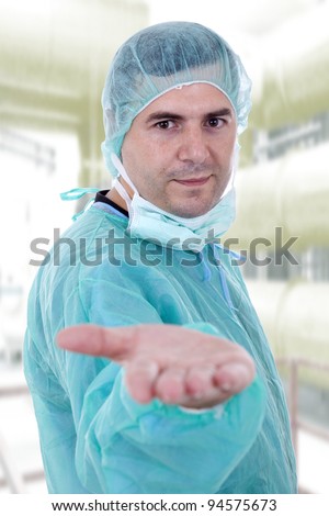 young male doctor with mask on hospital