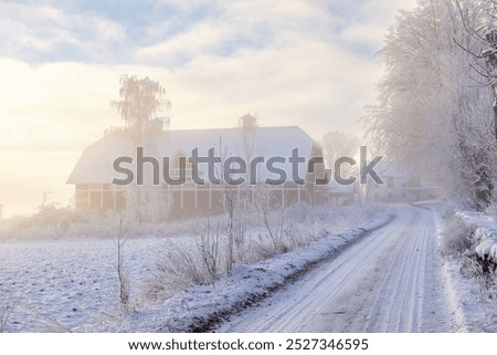 Similar – Foto Bild Nebelwand und Raureif im Erzgebirge