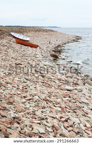 Boats drawn up on the beach