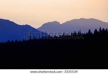 Mountain silhouette in the sunset.