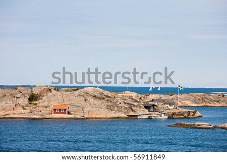 Summer cottages at the  rocky coast