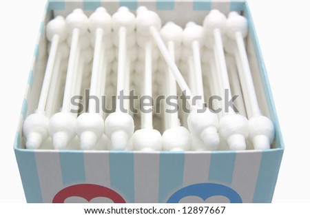 Pack of white cotton ears sticks isolated on white background