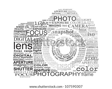 Typographic SLR camera. Photography concept.