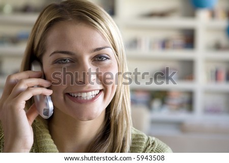 A young woman on the phone