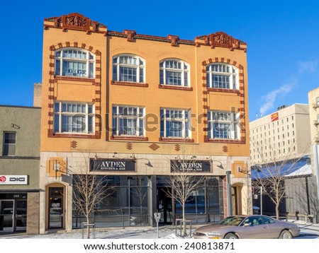 SASKATOON, CANADA - DEC 25: Ayden\'s Kitchen and Bar on December 25, 2014 in Saskatoon, Saskatchewan Canada. Ayden\'s is a landmark restaurant owned by one of Canada\'s top chefs.