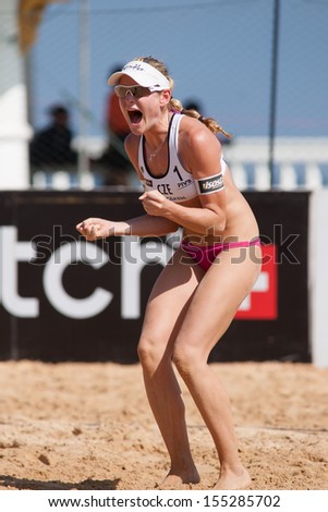 CHONBURI, THAILAND-OCTOBER 25: Karolina Rehackova of Czech Republic reacts after winning a point during Day 2 of Bangsaen Thailand Open on October 25, 2012 at Bangsaen Beach in Chonburi, Thailand