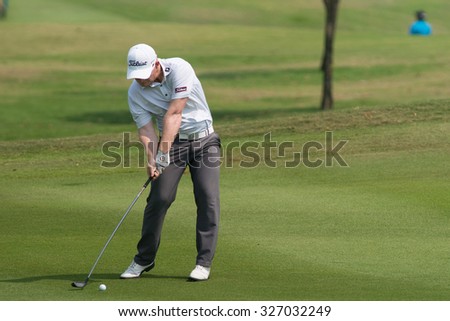 HUAHIN, THAILAND-FEBRUARY 12: Sam Brazel of Australia in action during Round 1 of 2015 True Thailand Classic on February 12, 2015 at Black Mountain Golf Club in Hua Hin, Thailand
