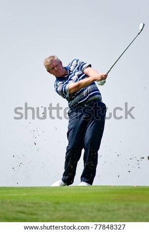 HUA HIN, THAILAND - JANUARY 8: European team captain Colin Montgomerie of Scotland in action on day 2 of The Royal Trophy Europe VS Asia on January 8, 2011 at Black Mountain Golf Club Hua Hin Thailand