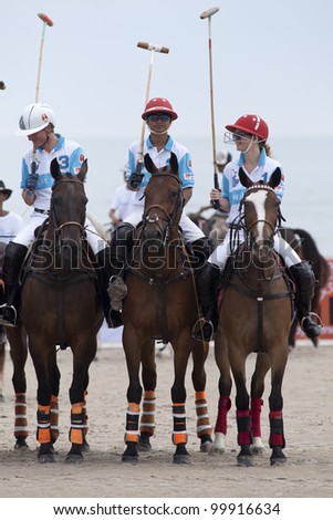 HUA HIN, THAILAND - APRIL 7: Thai Polo Team during the opening ceremony of the 2012 Beach Polo Asia Championship on April 7, 2012 in Hua Hin, Thailand. India Polo Team wins 1st place