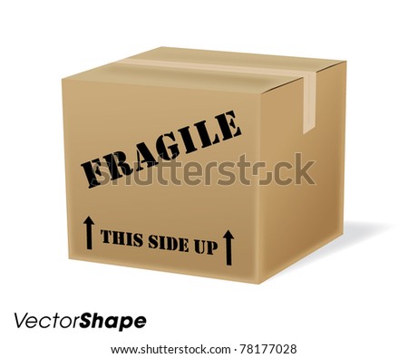 Cardboard Shipping Box With Fragile Sign Vector Illustration - 78177028 ...