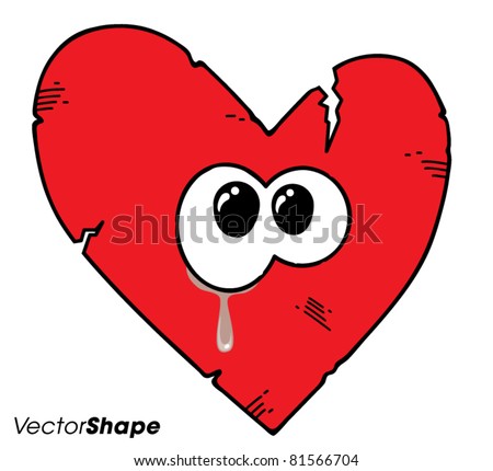 Cartoon Broken Heart Crying Vector Illustration - 81566704 : Shutterstock