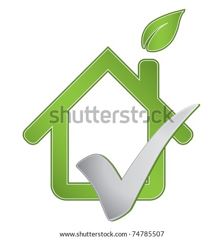 Green house with check mark