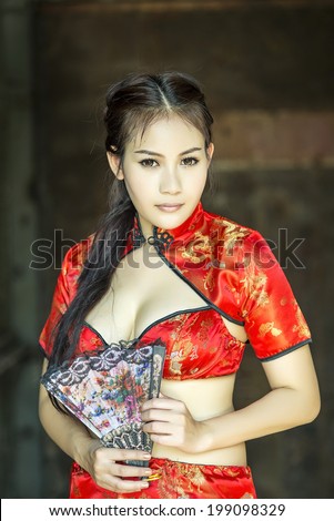 Sexy Chinese Girl Red Dress Traditional Cheongsam Stock Images Page Everypixel