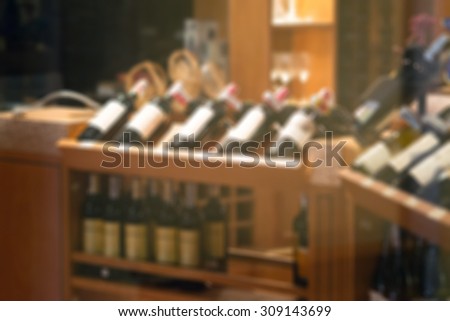 Defocus wine cellar cabinet in luxury restaurant