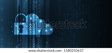 internet digital syber security technology concept for business background. Lock on circuit board