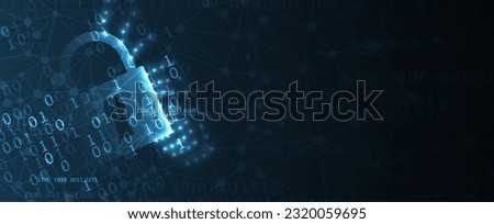 Іnternet digital security technology concept for business background. Lock on circuit board