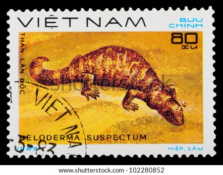 VIETNAM - CIRCA 1983: A stamp printed in Vietnam shows animal reptile, circa 1983