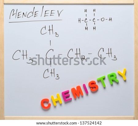 The chemistry word written on a white board