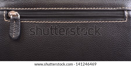 Dark brown leather texture and zipper background