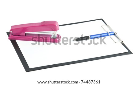 Clip Board With Stapler isolated on a white background
