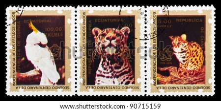 GUINEA - CIRCA 1987: A stamp printed by GUINEA shows wild dog, series animals, circa 1987