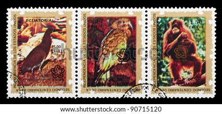GUINEA - CIRCA 1987: A stamp printed by GUINEA shows wild dog, series animals, circa 1987