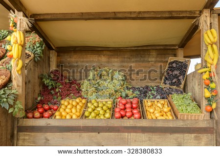 MILAN, ITALY - October 07, EXPO 2015, exhibition of samples of fruit  food in a wooden stall at Decumano walk, shot  on oct 07 2015  Milan, Italy
