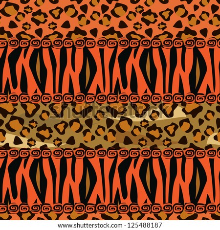 African Style Seamless With Cheetah And Tiger Skin Pattern Stock Vector ...