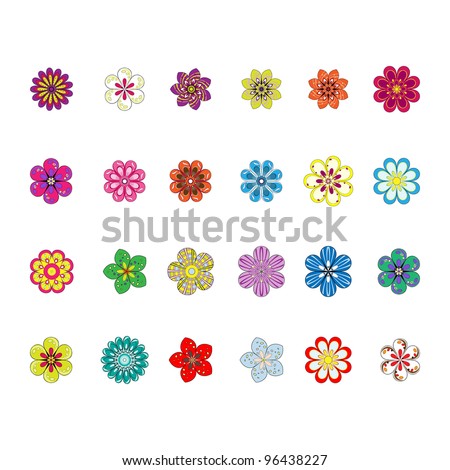 Set Of Flowers In Different Shapes, Color Stock Vector 96438227 ...